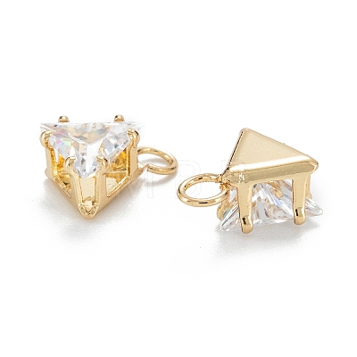 Brass Clear Cubic Zirconia Charms ZIRC-G170-15-1