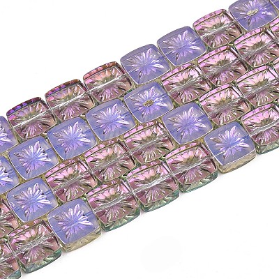 Electroplate Transparent Glass Beads Strands X-EGLA-N017-03F-1