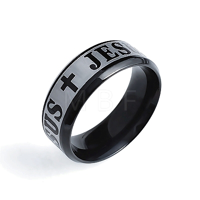 Easter Theme Titanium Steel Wide Band Rings for Men PW-WG82968-06-1
