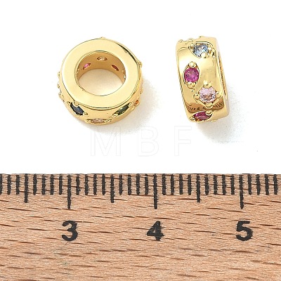 Brass Micro Pave Colorful Cubic Zirconia European Beads CU-CBA42CA-03G-1