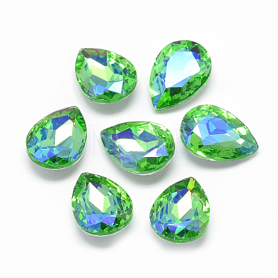 Pointed Back Glass Rhinestone Cabochons RGLA-T017-18x25mm-06-1