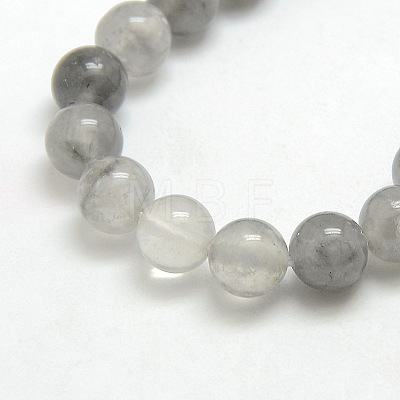 Natural Gemstone Cloudy Quartz Round Bead Strands G-O021-6mm-03B-1