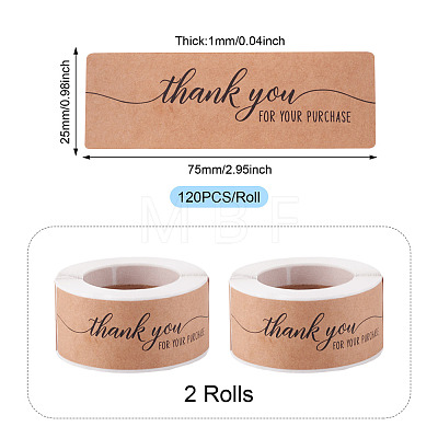 2 Rolls Rectangle Thank You Theme Paper Stickers DIY-TA0013-47C-1
