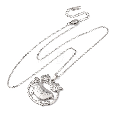 304 Stainless Steel Pendant Cable Chain Necklaces for Men Women NJEW-K308-03E-P-1