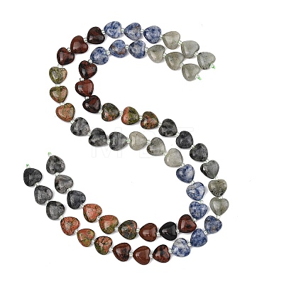 Gradient Color Natural  Labradorite & Mahogany Obsidian & Blue Spot Jasper & Unakite Beads Strands G-B185-A14-1