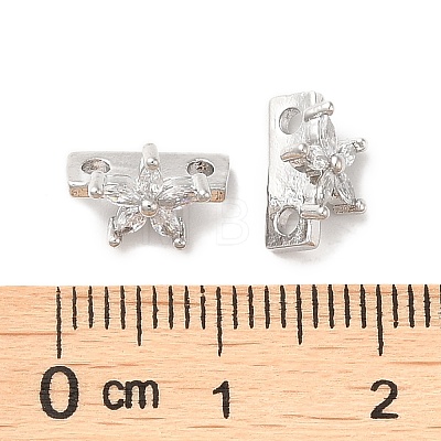Brass Micro Pave Clear Cubic Zirconia Slide Charms KK-P239-15P-1