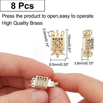 8Pcs 3-Strand 6-Hole Brass Box Clasps KK-AR0002-96-1