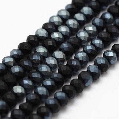 Half Rainbow Plated Faceted Rondelle Glass Bead Strands EGLA-L007-G07-2mm-1