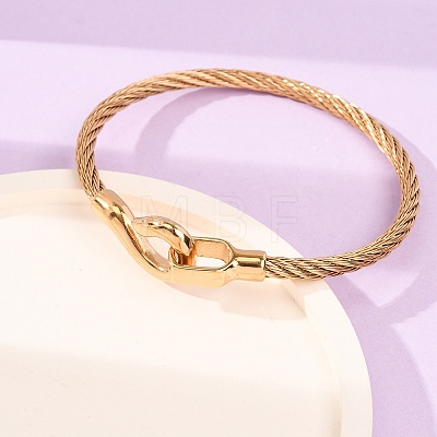 304 Stainless Steel Twisted Rope Cuff Bangles with S Clasps for Women SA-CBA2192-02G-1