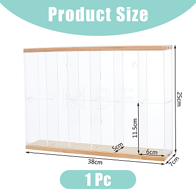 2-Tier 6-Grid Transparent Acrylic Minifigures Organizer Dispaly Case with Wood ODIS-WH0004-03A-1