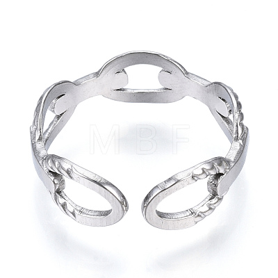 304 Stainless Steel Oval Open Cuff Ring RJEW-N040-39-1