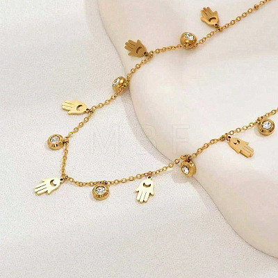 Religion Stainless Steel Hollow Multi-Hamsa Hand Pendant Necklaces for Women SW4671-1