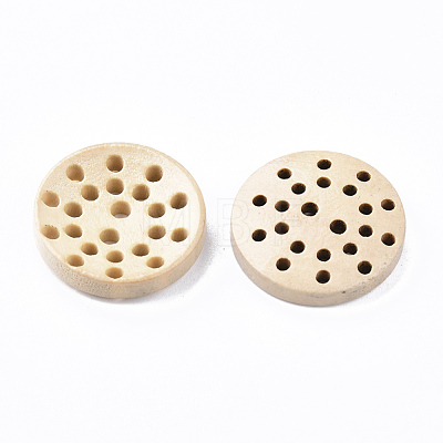 2-Hole Waxed Wooden Buttons X-BUTT-T007-018B-01-1