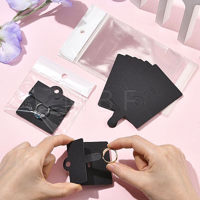 50Pcs Rectangle Foldable Paper Jewelry Display Cards for Rings CDIS-FS0001-31B-1