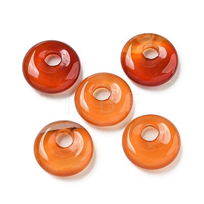 Natural Red Agate Donut/Pi Disc Charms G-G142-02P-1