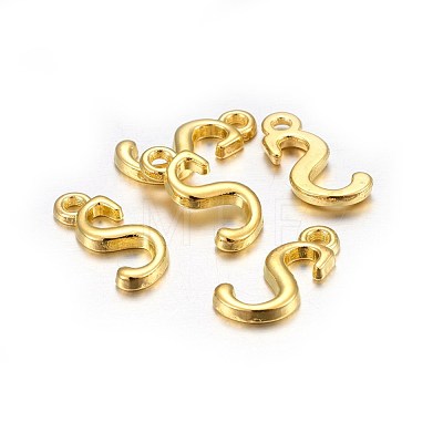 Golden Plated Alloy Letter Pendants X-PALLOY-J718-01G-S-1