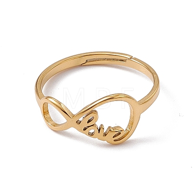 Ion Plating(IP) 201 Stainless Steel Infinity Love Adjustable Ring for Women RJEW-C045-03G-1