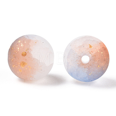 Frosted Baking Paint Crackle Glass Beads with Glitter Powder X1-DGLA-T004-6mm-01B-1