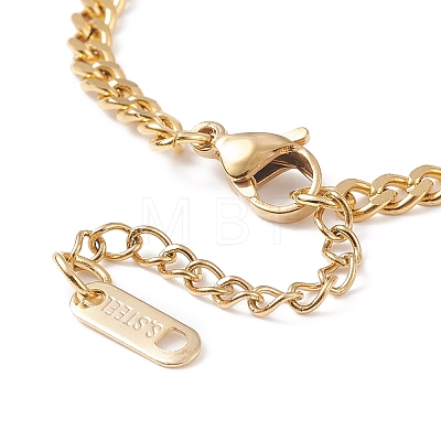 Heart & Flat Round Stainless Steel Charm Bracelet for Women STAS-P304-30G-1