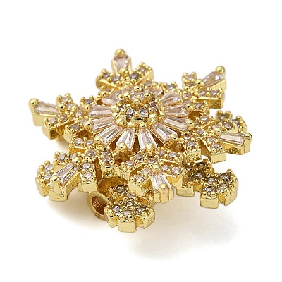 Brass Micro Pave Cubic Zirconia Beads KK-D378-19G-01-1