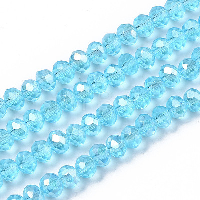 Electroplate Glass Beads Strands X-EGLA-A034-T4mm-B14-1