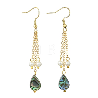 Shell Pearl & Abalone Shell/Paua Shell Dangle Earrings for Women EJEW-JE07328-1