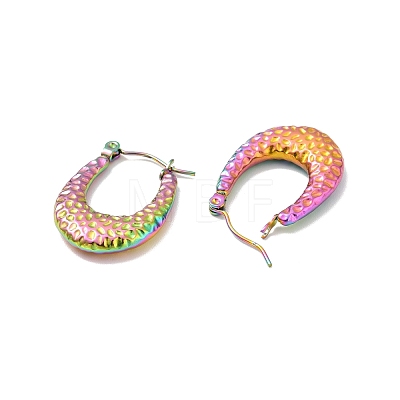 Ion Plating(IP) 304 Stainless Steel Chunky Oval Hoop Earrings for Women EJEW-P202-08MC-1