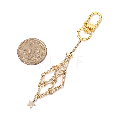 Star 304 Stainless Steel Macrame Chain Pouch Empty Stone Holder Pendant Decoration HJEW-JM02086-1