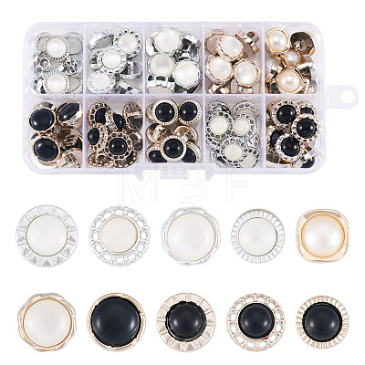 100Pcs 10 Styles 1-Hole Opaque Resin Shank Buttons BUTT-TA0001-58-1