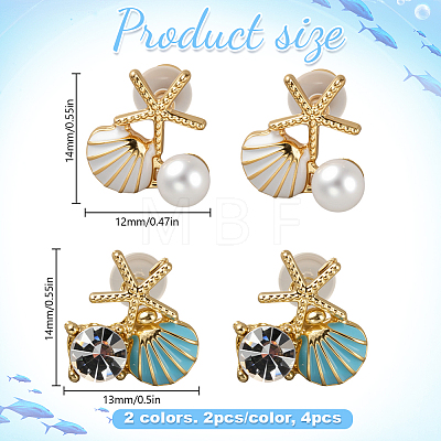 4 Pairs 2 Styles Rhinestone & Plastic Pearl Asymmetrical Earrings EJEW-GO0002-06-1