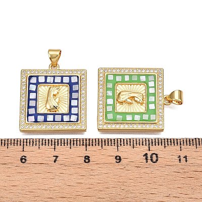 Brass Micro Pave Clear Cubic Zirconia Pendants KK-N254-216G-A-1