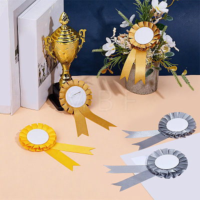 6Pcs 3 Styles Award Ribbon Shape Iron Badge Pins JEWB-CP0001-65-1