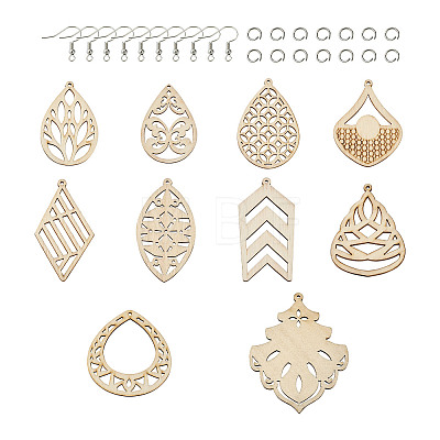 DIY 40 Pairs Natural Wooden Earring Making Kits DIY-TA0003-34P-1