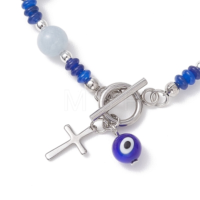304 Stainless Steel & Lampwork Charm Bracelets BJEW-JB13111-1