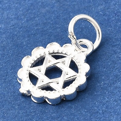 925 Sterling Silver Flower Star of David Charms STER-F059-02S-1