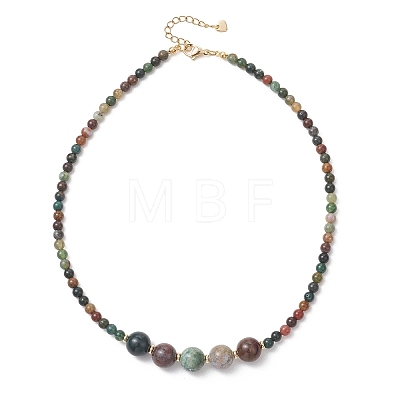 Round Natural Indian Agate Graduated Beaded Necklaces NJEW-JN05952-03-1