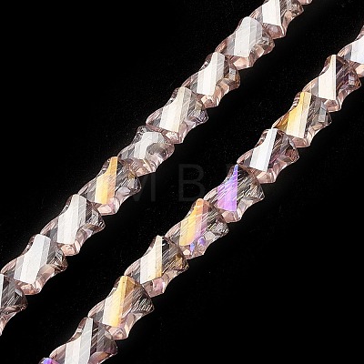 Electroplated Transparent Glass Beads Strands GLAA-G092-A06-1