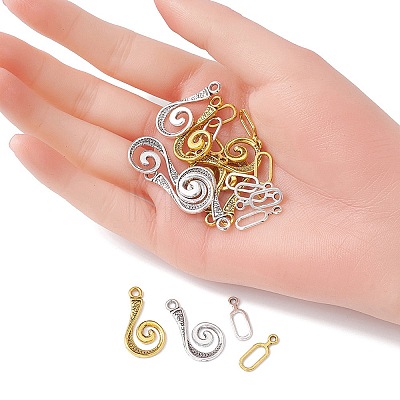 20Pcs 2 Colors Tibetan Style Alloy Hook and Eye Clasps FIND-YW0003-89-1