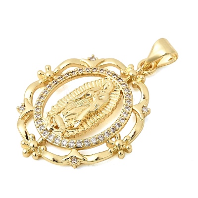Brass Micro Pave Clear Cubic Zirconia Pendants KK-Z150-22G-02-1