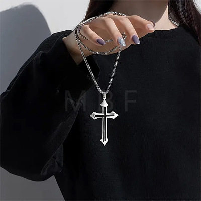 Cross Alloy Black Enamel Pendant Necklaces FS-WGF2765-01-1