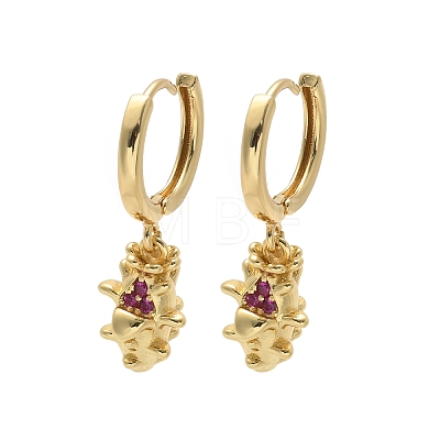 Brass Cubic Zirconia Hoop Earrings EJEW-Q015-01G-1