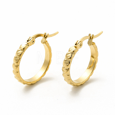 201 Stainless Steel Grooved Hoop Earrings with 304 Stainless Steel Pins for Women EJEW-M214-02B-G-1