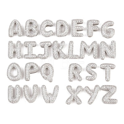 Brass Micro Pave Clear Cubic Zirconia Beads KK-D232-23P-1