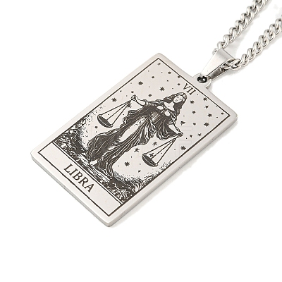 Non-Tarnish 304 Stainless Steel Tarot Pendant Necklaces NJEW-A026-01P-07-1