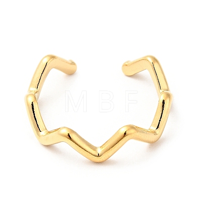 Ion Plating(IP) 304 Stainless Steel Wave Open Cuff Ring for Women X-RJEW-I085-13P-01-1
