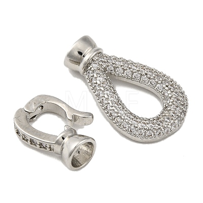 Brass Micro Pave Clear Cubic Zirconia Fold Over Clasps KK-A230-09P-1