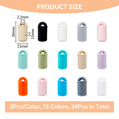 24Pcs 12 Colors Bottle Food Grade Eco-Friendly Silicone Beads SIL-FH0001-07-1