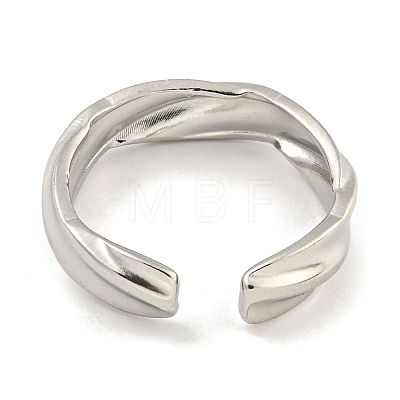 Non-Tarnish Twist 304 Stainless Steel Open Cuff Finger Rings for Unisex RJEW-P114-07P-1