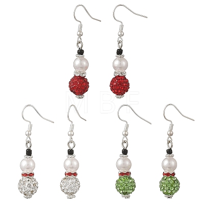 Christmas Handmade Polymer Clay Rhinestone Dangle Earrings EJEW-JE07518-1