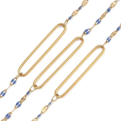 304 Stainless Steel Enamel Dapped Chain Oval Link Chains CHS-K021-15G-08-1